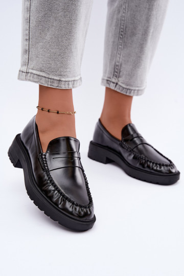 Black moccasins with ruffles Rhosyn 2