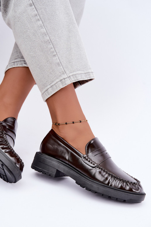 Chocolate moccasins with ruffles Rhosyn