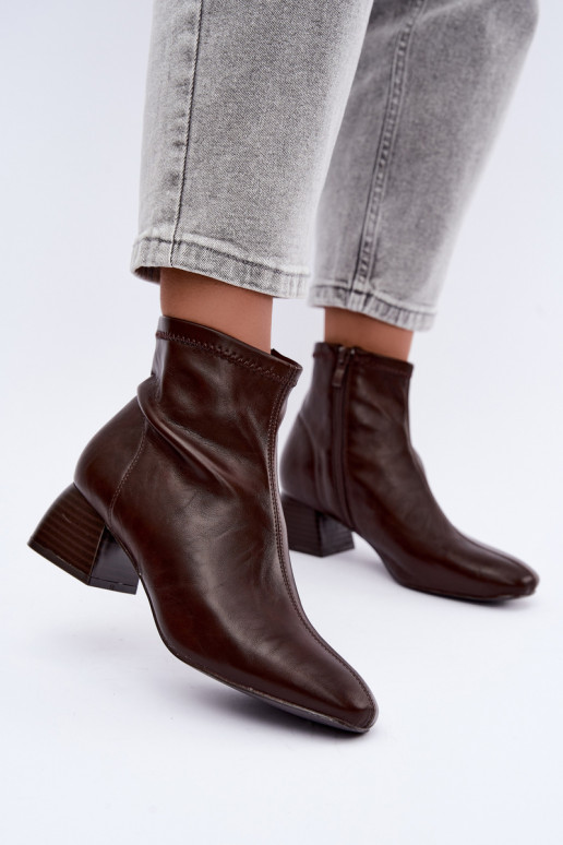 Estelle faux leather ankle boots in chocolate