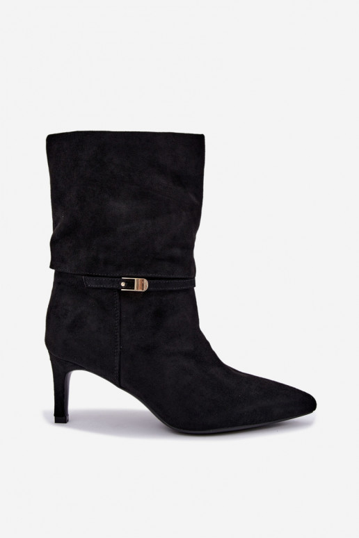 Eponine warm slip-on ankle boots with thin heels in black