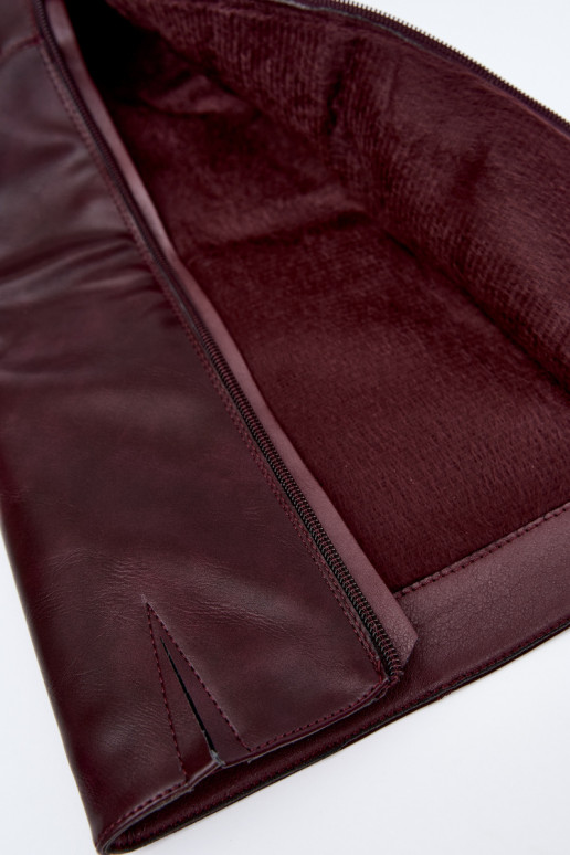 Philomene warm low-heeled long boots in burgundy