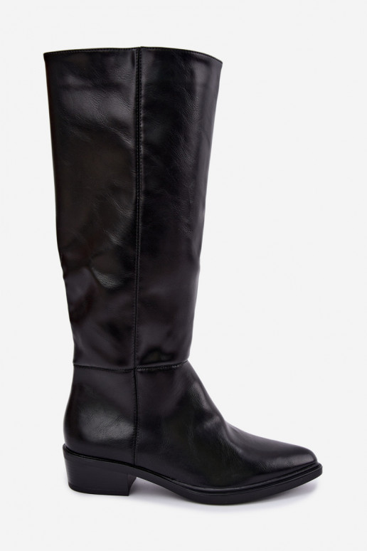 Philomene warm low-heeled long boots in black