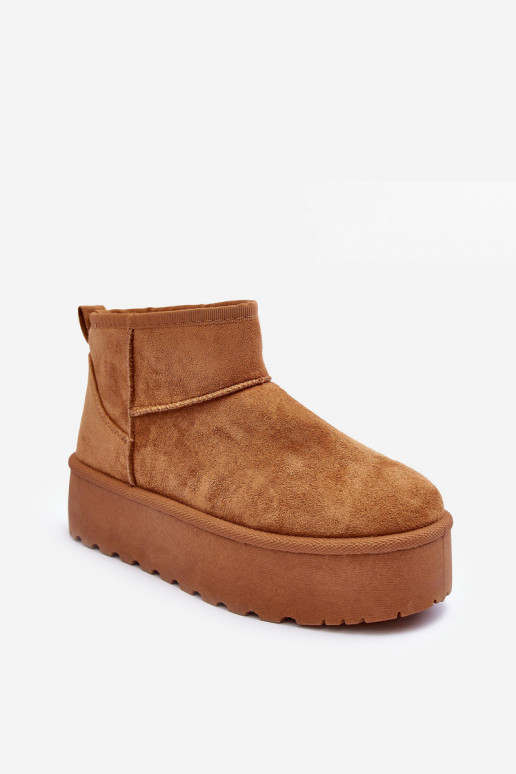 Brown faux suede snow boots on platform Corcoran