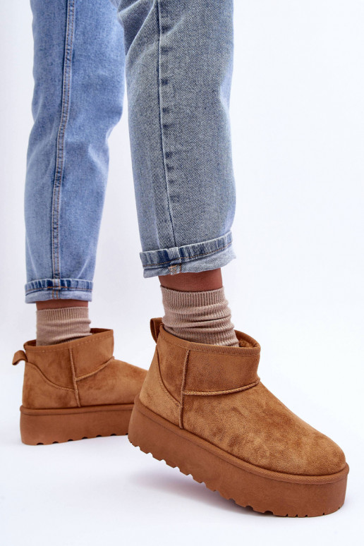 Brown faux suede snow boots on platform Corcoran