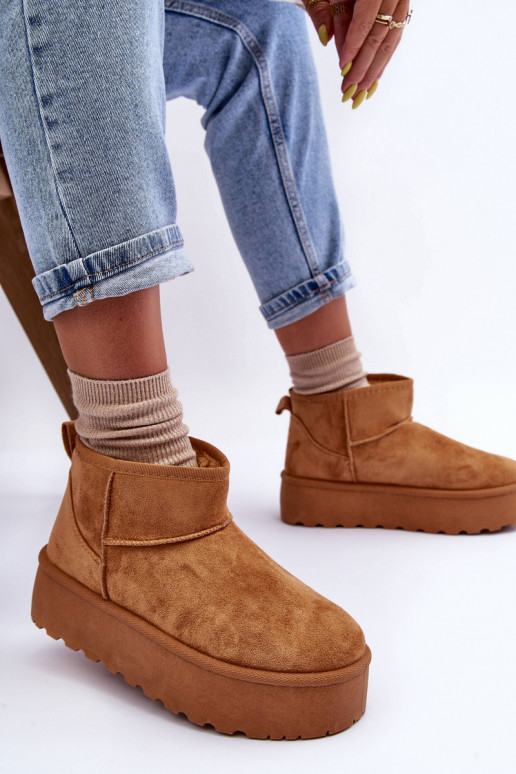 Brown faux suede snow boots on platform Corcoran