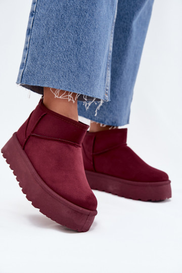 Burgundy faux suede snow boots on platform Corcoran