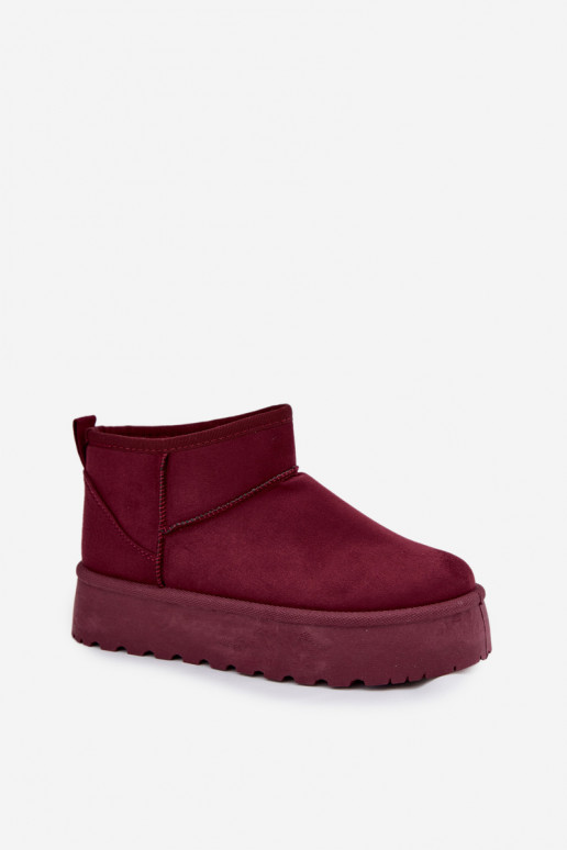 Burgundy faux suede snow boots on platform Corcoran
