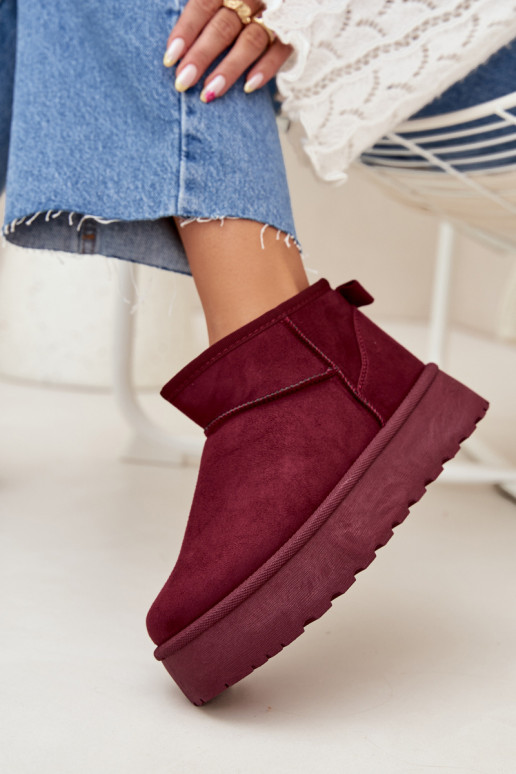 Burgundy faux suede snow boots on platform Corcoran