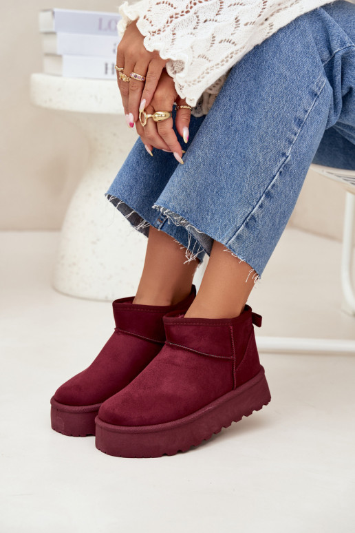 Burgundy faux suede snow boots on platform Corcoran