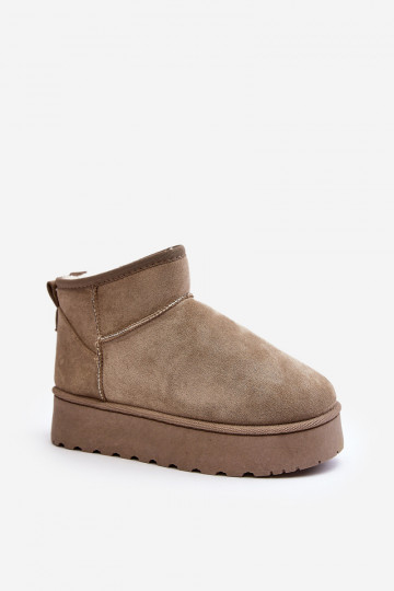Green women's snow boots on a platform with insulation and fur inside Xamella 2