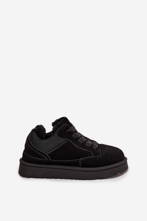 Czarne damskie sneakersy z ociepleniem i futerkiem wewnątrz Cyrissa
