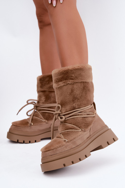 Snow boots with fur and platform in sand color Illyria
