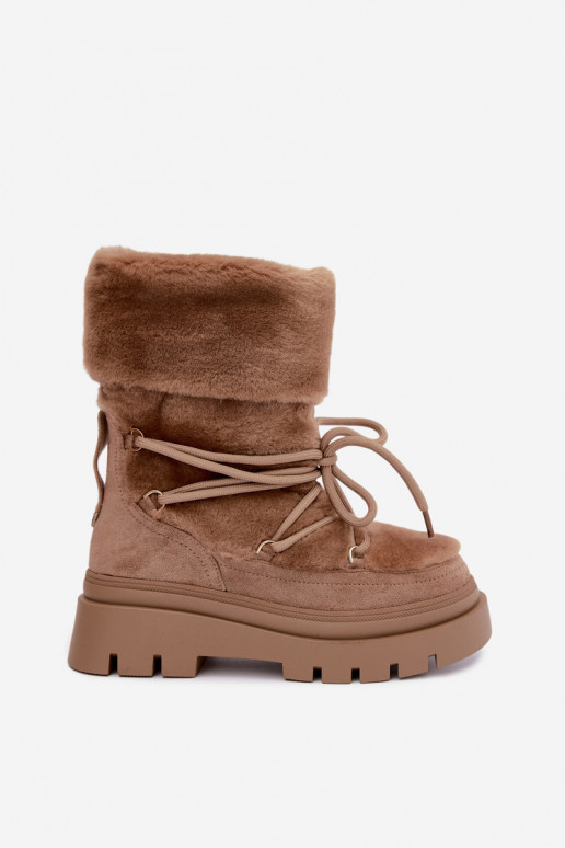 Snow boots with fur and platform in sand color Illyria