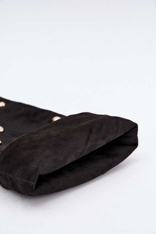 Slip-on knee-high boots with thin heels and ornate details in black color Beladine