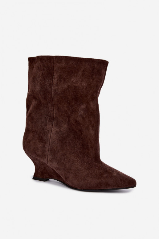 Slip-on ankle boots with platform in chocolate color Coralise