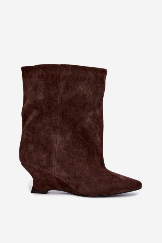 Slip-on ankle boots with platform in chocolate color Coralise