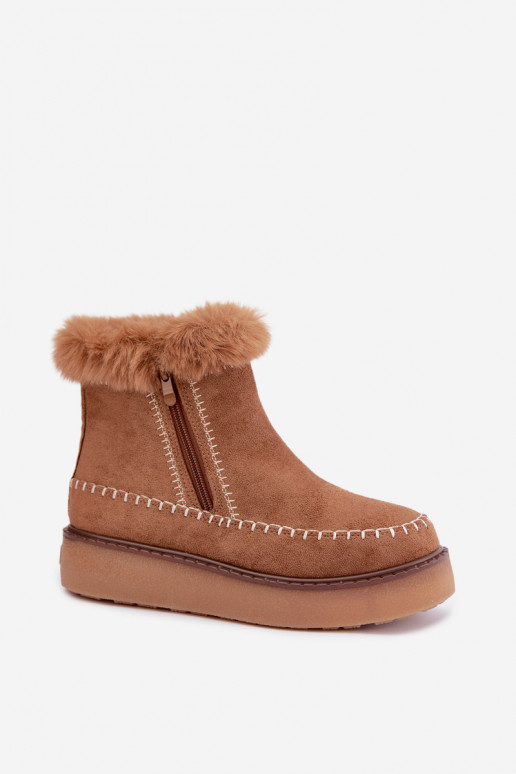 Women's Joceline snow boots with seams and fur in brown