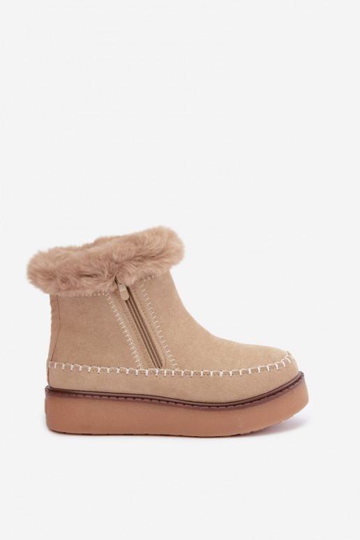 Women's Joceline snow boots with seams and fur in sand