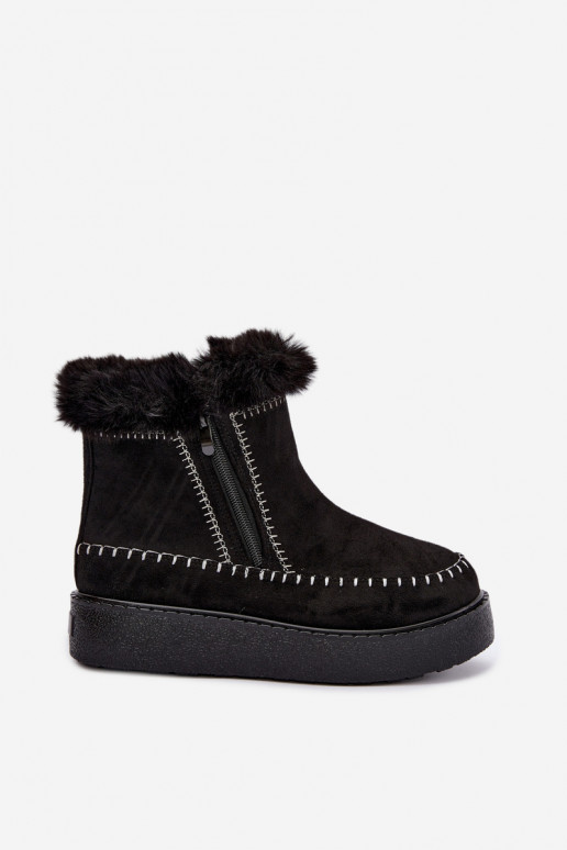 Women's Joceline snow boots with seams and fur in black