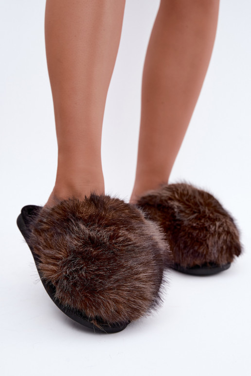 Women's Bellisane slippers with fur in dark brown