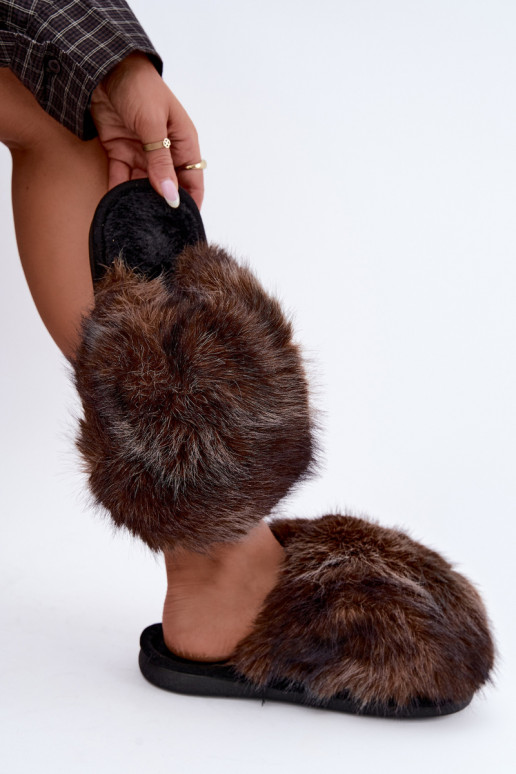 Women's Bellisane slippers with fur in dark brown