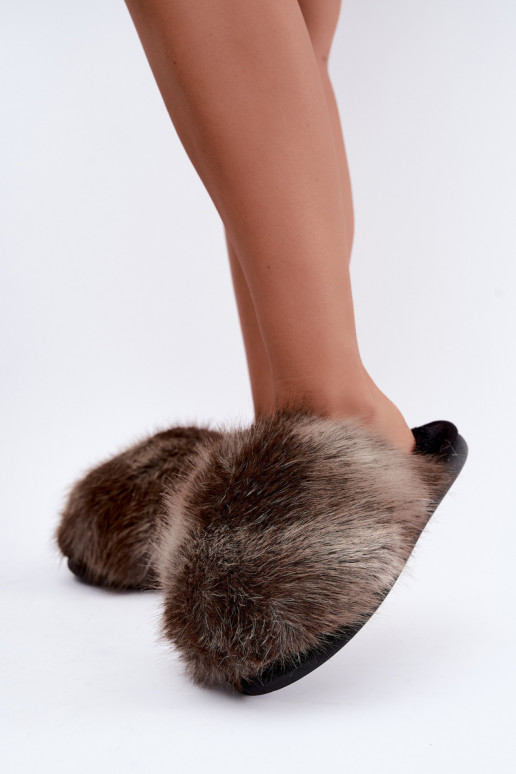 Women's Bellisane slippers with fur in brown