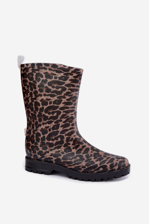 Men's Solavelle rubber boots with leopard print