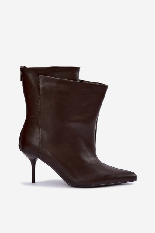 Insulated Damarielle ankle boots with thin heels in brown