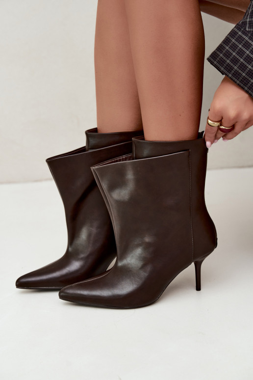 Insulated Damarielle ankle boots with thin heels in brown
