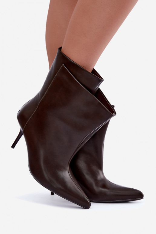 Insulated Damarielle ankle boots with thin heels in brown