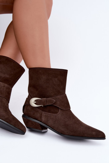 Insulated Serenelle cowboy-style ankle boots in faux suede in brown