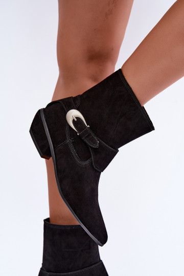 Insulated Serenelle cowboy-style ankle boots in faux suede in black