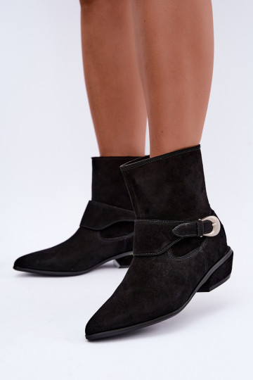 Insulated Serenelle cowboy-style ankle boots in faux suede in black 2