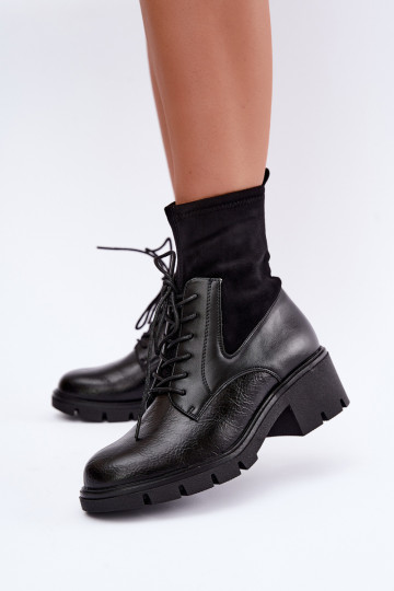 Women's insulated ankle boots with heels black Aurelis 2