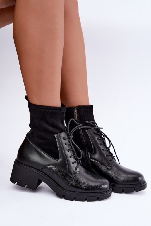 Women's insulated ankle boots with heels black Aurelis