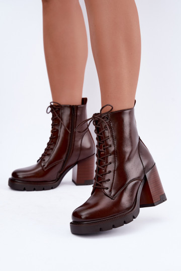 Insulated ankle boots with heels dark brown Isalys 2