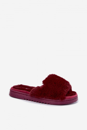 Women's slippers with fur burgundy Loraline