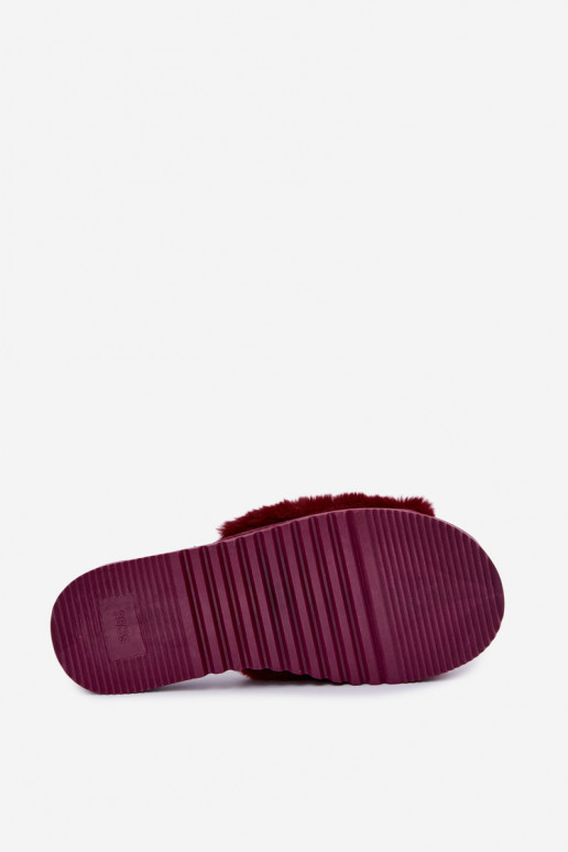moteriškos šlepetės su kailiuku bordo spalvos Loraline