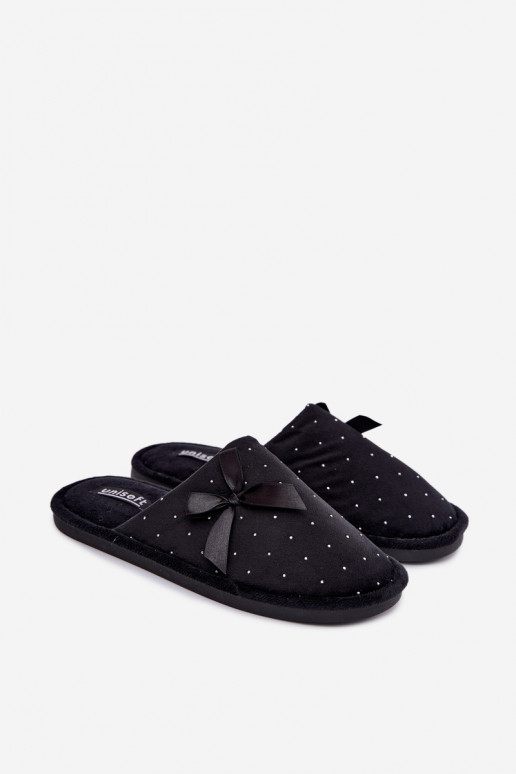 Decorated slippers with bows black Loriane