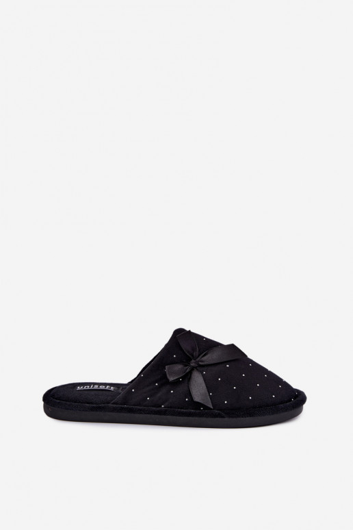 Decorated slippers with bows black Loriane