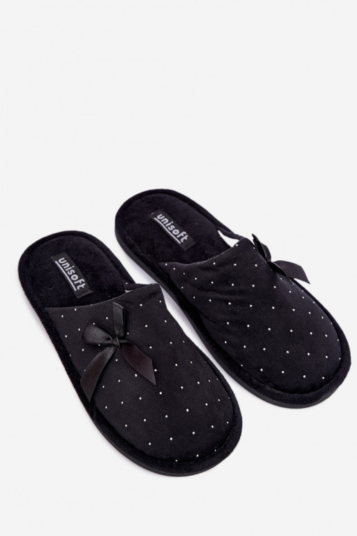 Decorated slippers with bows black Loriane