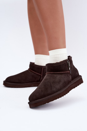 Faux suede snow boots with zippers chocolate Vinceza 97971 2