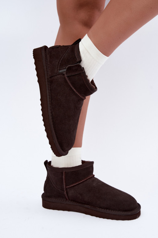 Faux suede snow boots with zippers chocolate Vinceza 97971