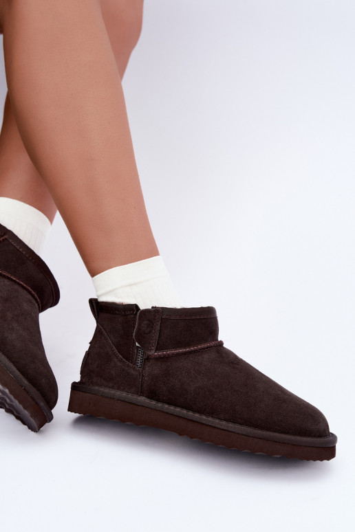 Faux suede snow boots with zippers chocolate Vinceza 97971