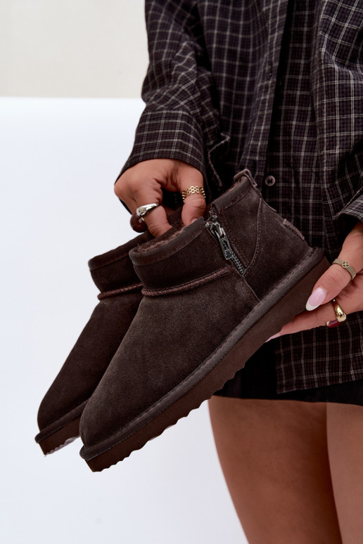 Faux suede snow boots with zippers chocolate Vinceza 97971