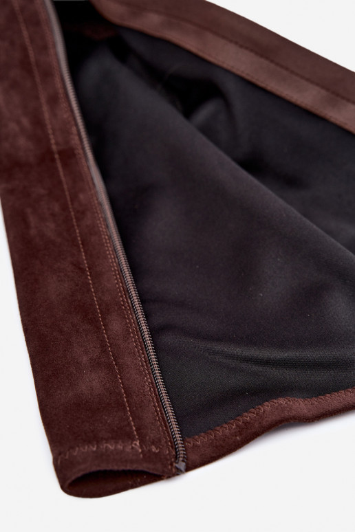 Over-the-knee boots made of faux suede with heels chocolate Vinceza 58332