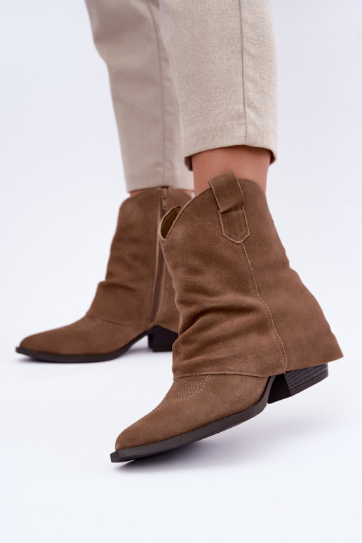 faux fur lined ankle boots with heels Vinceza 31715 in sand color