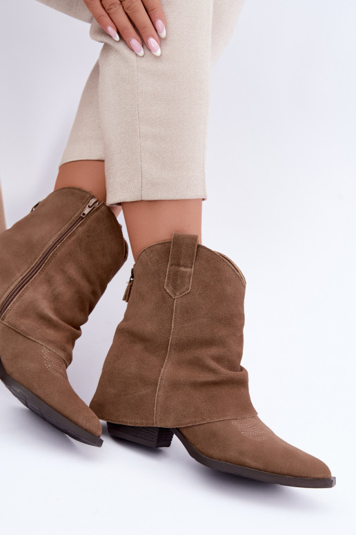 faux fur lined ankle boots with heels Vinceza 31715 in sand color