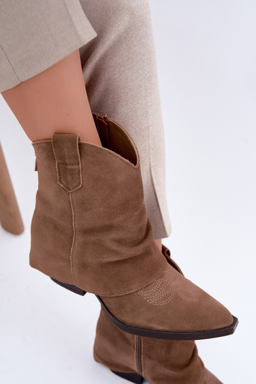 faux fur lined ankle boots with heels Vinceza 31715 in sand color