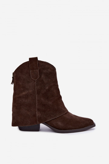 faux fur lined ankle boots with heels Vinceza 31715 in chocolate color